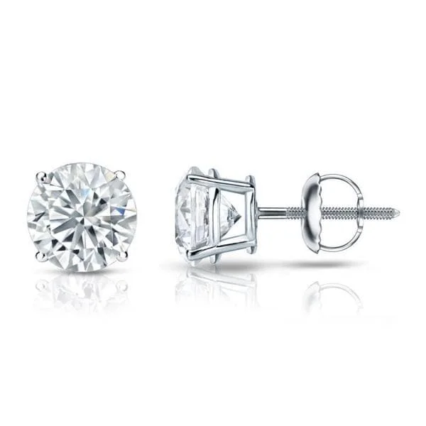 crystal stud earrings for brides -Auriya 14k Gold GIA Certified 3.20 ct. TDW Round Diamond Stud Earrings