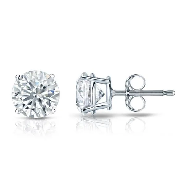 elegant crystal stud earrings -Auriya 14k Gold GIA Certified 4.20 carat TDW Round Diamond Stud Earrings