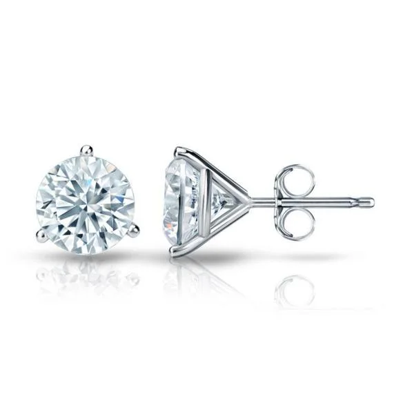 square stud earrings -Auriya 14k Gold GIA Certified 4.70 carat TDW 3-Prong Martini Round Diamond Stud Earrings