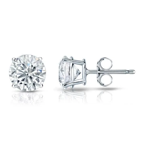 gemstone stud earrings -Auriya Platinum Certified 3 1/5 carat TDW Round Diamond Stud Earrings