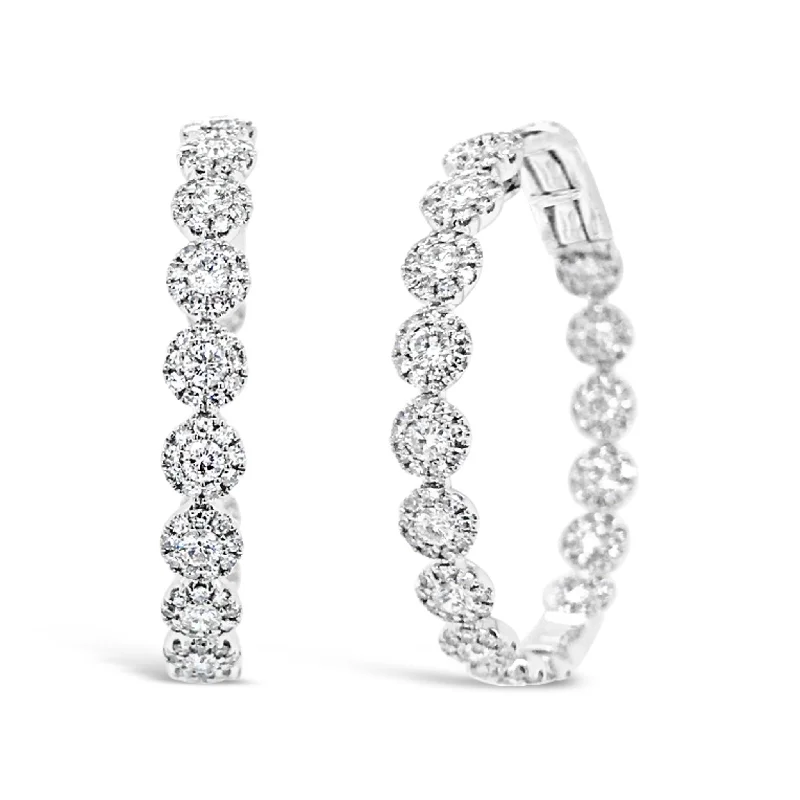 crystal stud earrings for brides -Diamond Halo Hoop Earrings