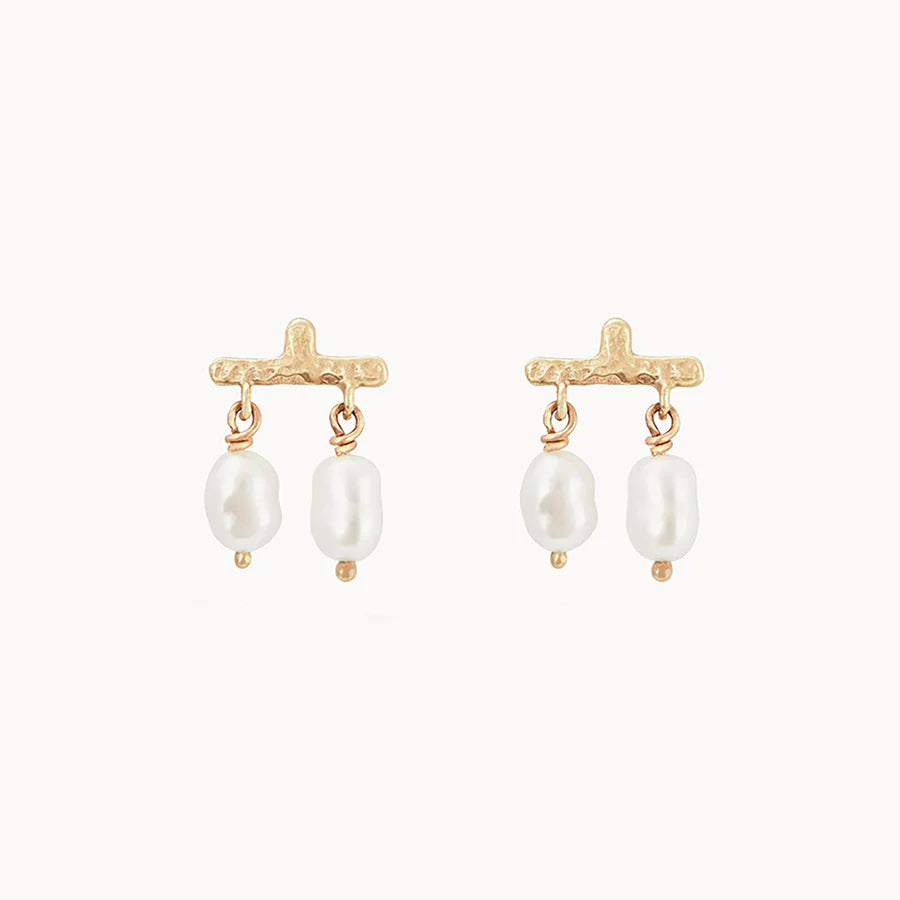 trendy ear climbers -CASTANET PEARL 14KT GOLD EARRING