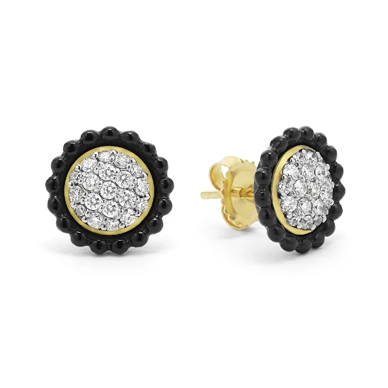 delicate gemstone drop earrings -Studio 18K Gold Onyx and Diamond Stud Earrings