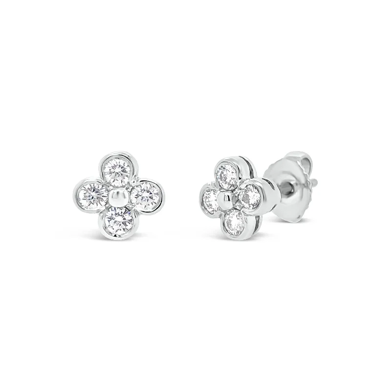 vintage drop earrings -Clover Diamond Stud Earrings