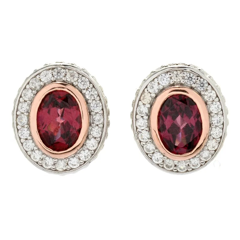 oversized hoop earrings -Dallas Prince 3.20ctw Oval Malawi Garnet & White Zircon Stud Earrings. Collection: Classic Dallas