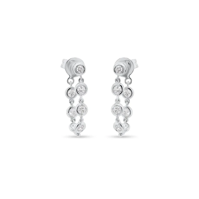 multi-layered drop earrings -Diamond Bezel Front-Back Earrings