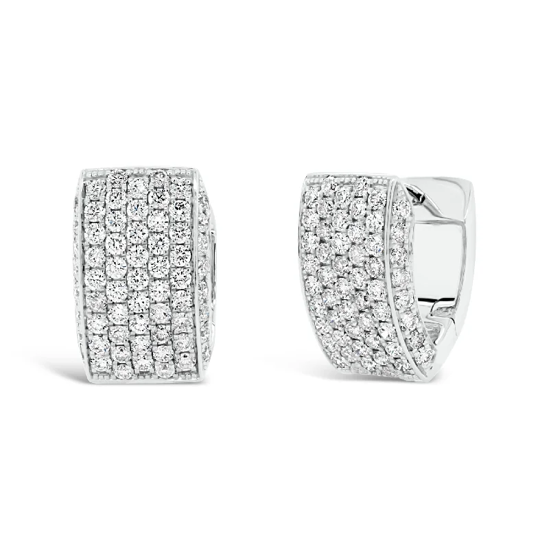 geometric shape earrings -Diamond Chunky Huggie Earrings