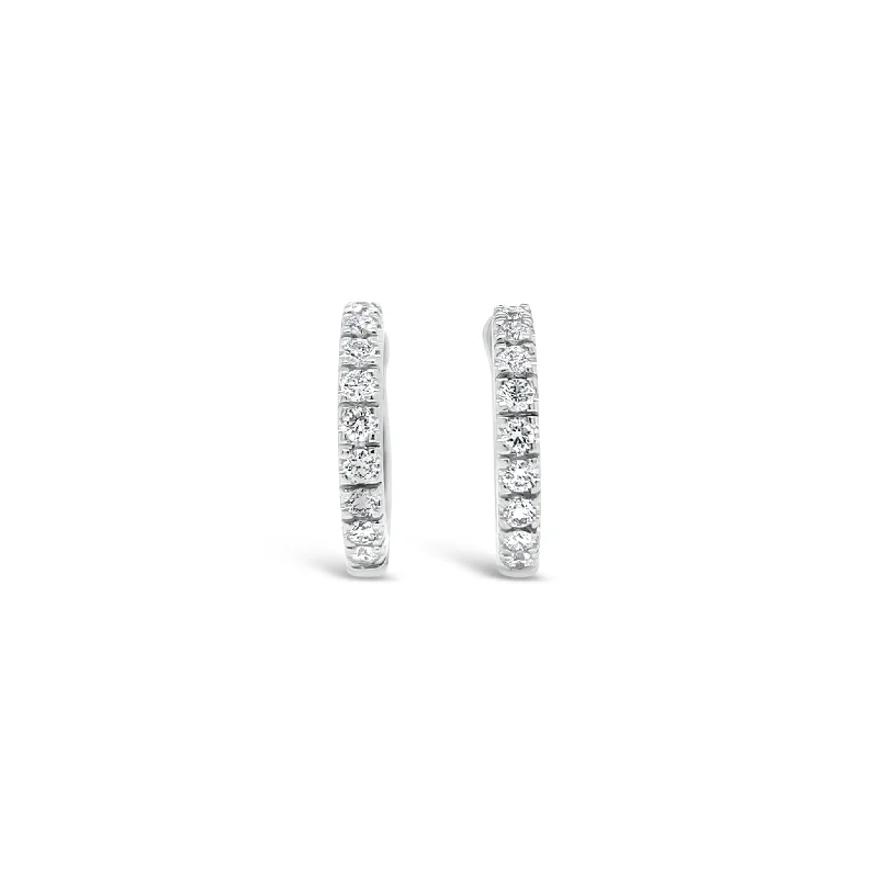 silver spiral earrings -Diamond Oval Huggie Earrings