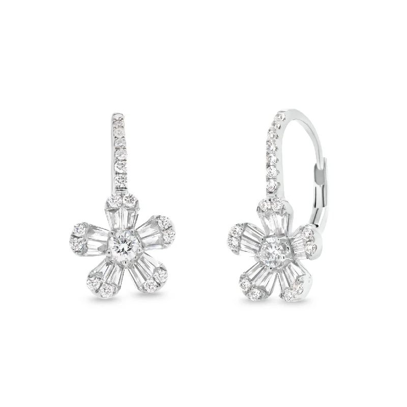 emerald drop earrings -Diamond Daisy Lever-Back Earrings