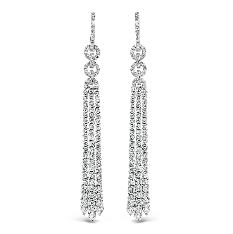 playful charm earrings -Diamond Double Link Tassel Earrings