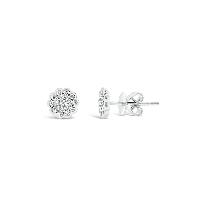 multi-layered drop earrings -Diamond Floral Stud Earrings