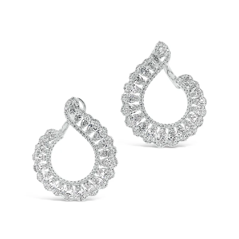 bold statement earrings -Diamond Front-Facing Swirl Earrings