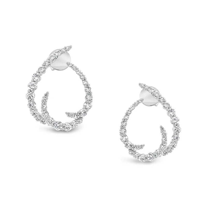 gemstone drop earrings -Diamond Open Swoop Earrings