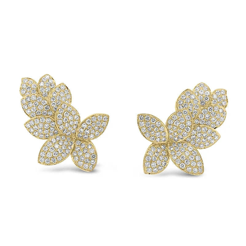 birthstone stud earrings -Diamond Ornate Flower Crawler Earrings