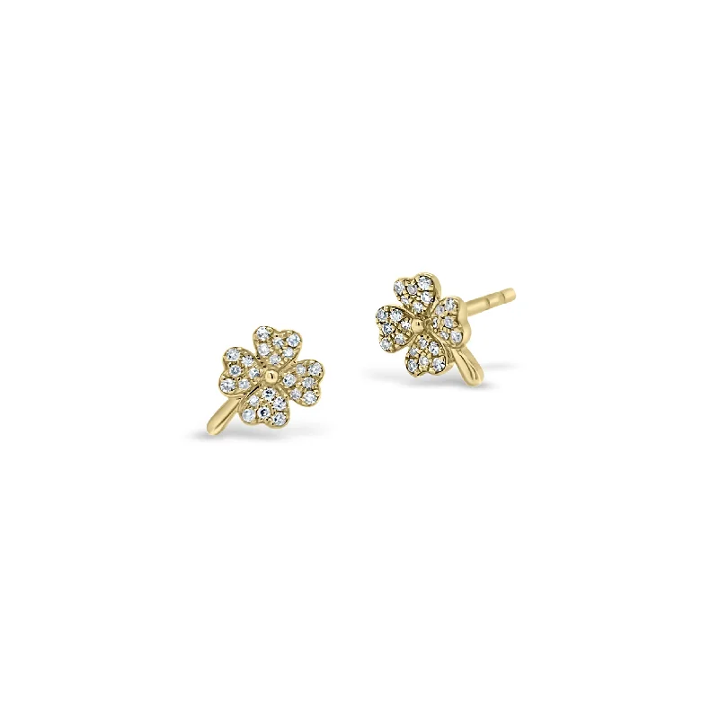 gemstone stud earrings -Diamond Shamrock Stud Earrings