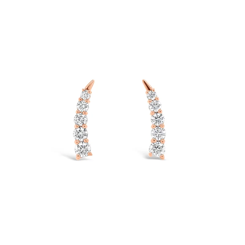 gold bar stud earrings -Diamond Spike Climber Earrings