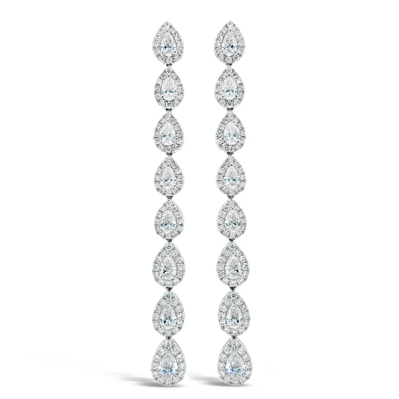 birthstone stud earrings -Diamond Teardrop Long Dangle Earrings