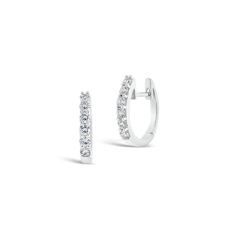 diamond ear climbers -Diamond Tiny Huggie Earrings