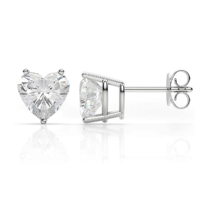 diamond ear cuffs -Donatello Gian Sterling Silver Heart Cut Crystal Stud Earrings