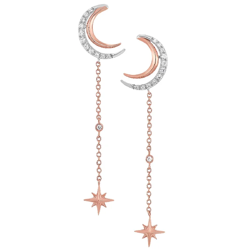 twisted hoop earrings -14KT Rose Gold Celestial Earrings