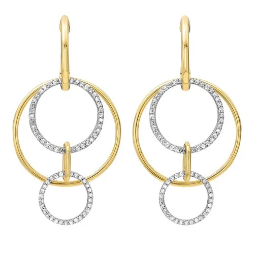 gold chain earrings -Cutout Circle Diamond Earrings In 14K Yellow Gold (1/2 Ct. Tw.)