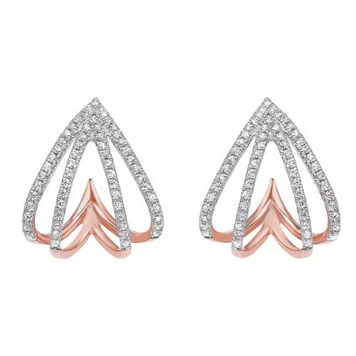 gold stud earrings for men -Diamond Spade Earrings In 10K Rose Gold (1/4 Ct. Tw.)