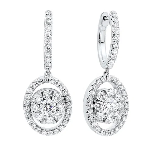 vintage gold leaf earrings -Diamond Drop Round Earrings In 14K White Gold (1/2 Ct. Tw.)