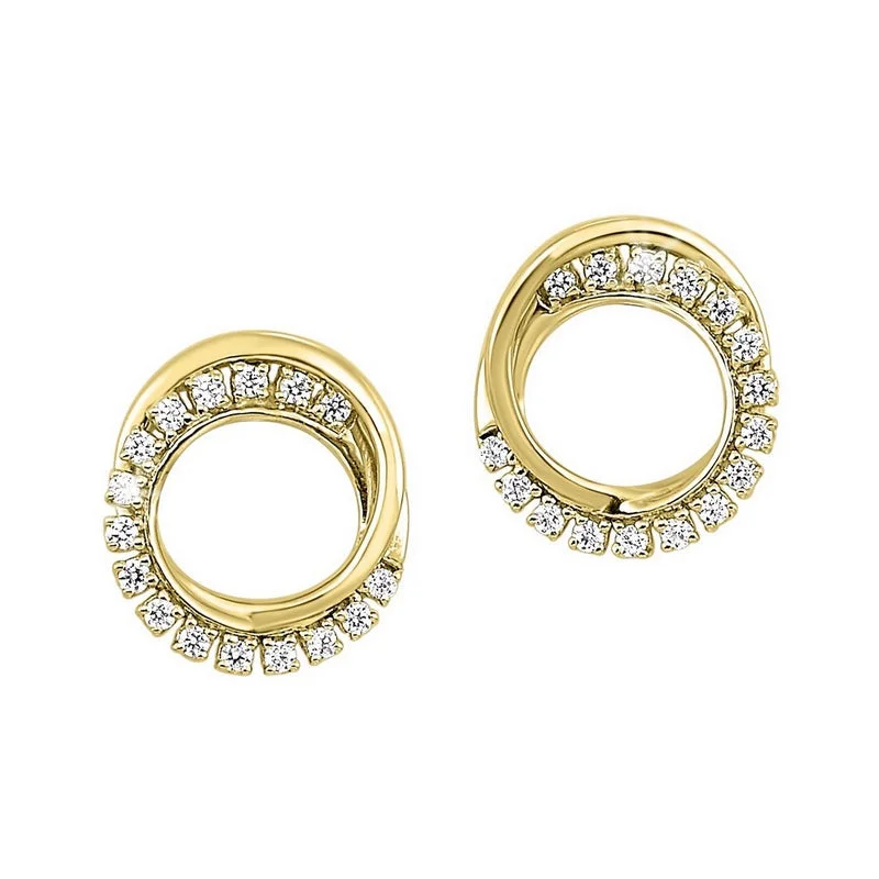 gold-plated stud earrings -Diamond Double Eternity Circle Stud Earrings In 14k Yellow Gold (1/6 Ctw)