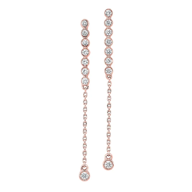 cubic zirconia dangle earrings -14KT Rose Gold Dangle Earrings 1/5 CTW