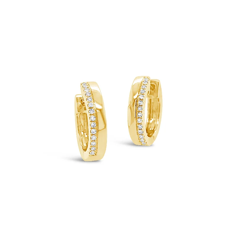 silver heart earrings -Half & Half Diamond & Gold Huggie Earrings