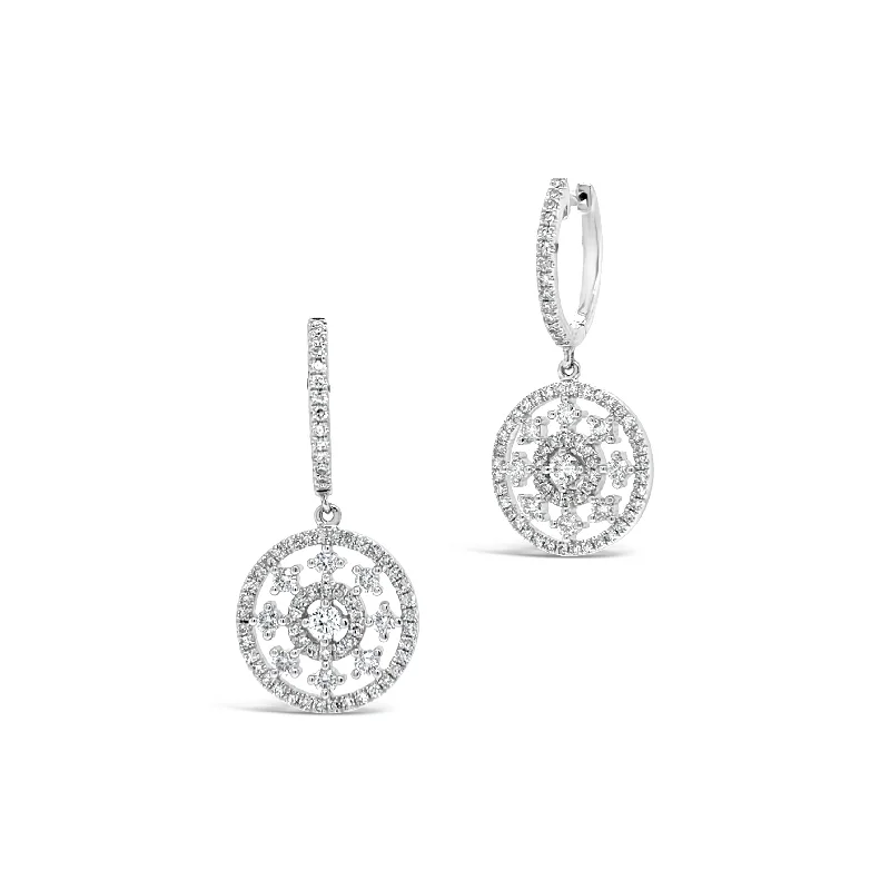 art deco style earrings -Intricate Diamond Designed Huggie Earring