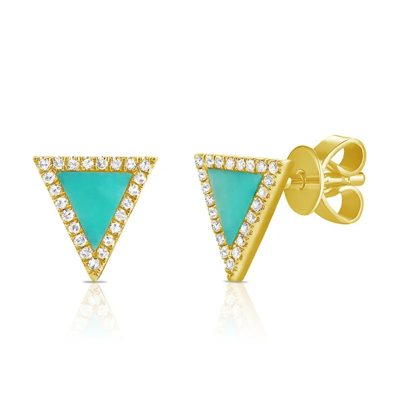 oversized statement earrings -Joelle Dimond & Turquoise Triangle Stud Earring 14K Gold Earring's