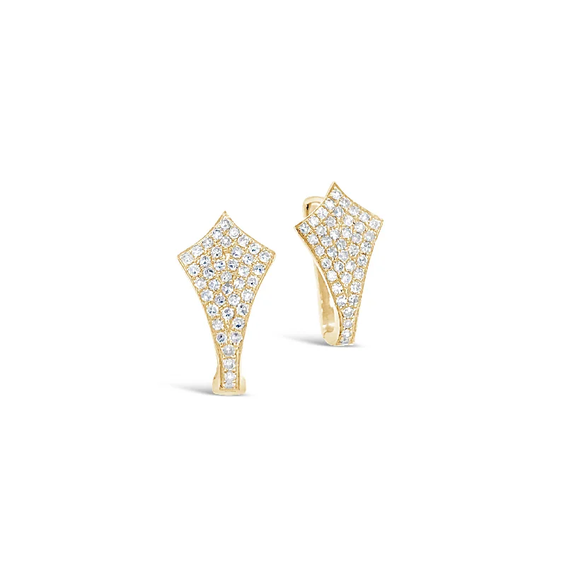 heart-shaped hoop earrings -Kite-Shaped Pave Huggie Earrings