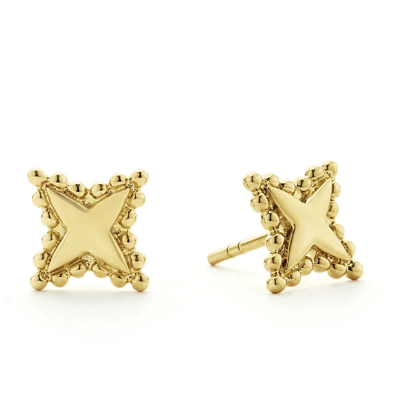 floral design stud earrings -KSL 18K Gold X Stud Earrings