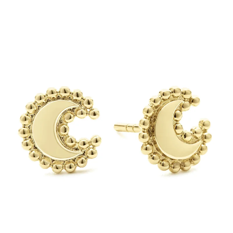 sterling silver drop earrings -KSL 18K Gold Crescent Stud Earrings