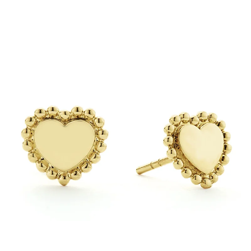 minimalistic gold earrings -KSL 18K Gold Heart Stud Earrings