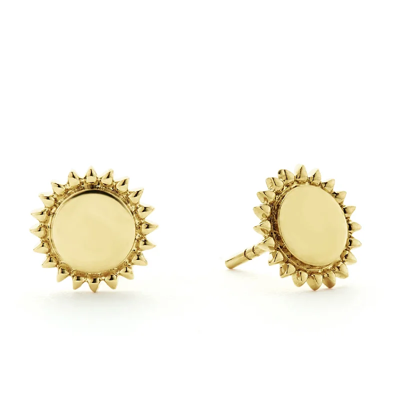 14k gold diamond earrings -KSL 18K Gold Circle Stud Earrings