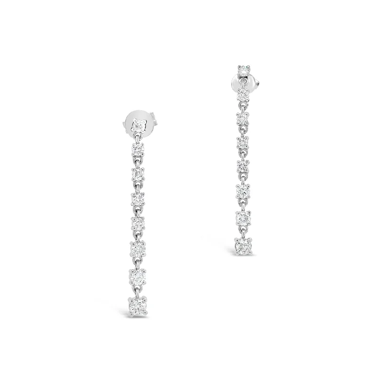 pearl cluster earrings -Diamond Linear Dangle Earrings