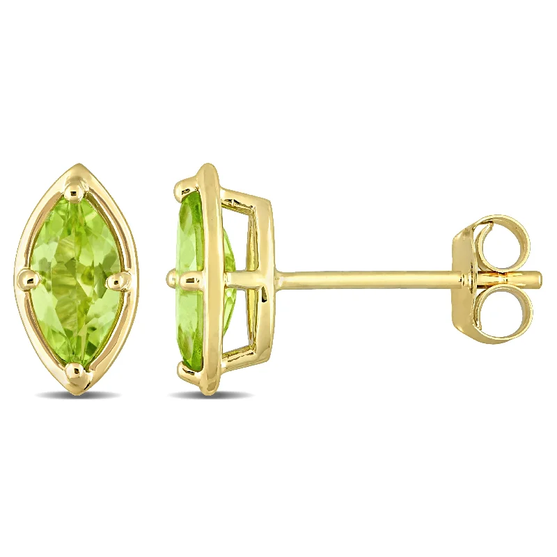 gold chain earrings -Miadora 14k Yellow Gold Peridot Marquise Stud Earrings