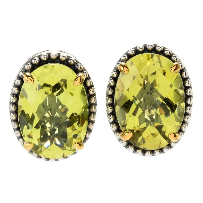 handmade beaded earrings -oval Ouro Verde Beaded Halo Stud Earrings w/ Omega Backs