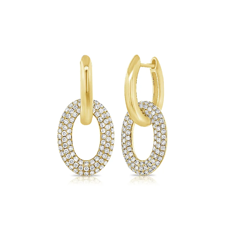 chic pearl drop earrings -Pave Diamond & Gold Link Earrings