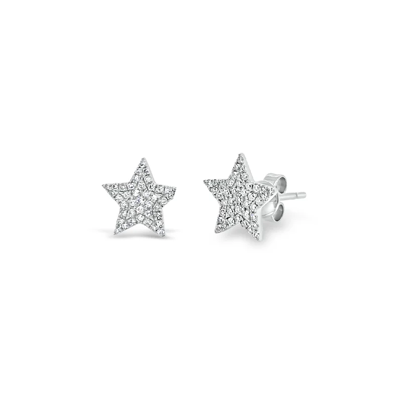 personalized name earrings -Pave Diamond Star Stud Earrings