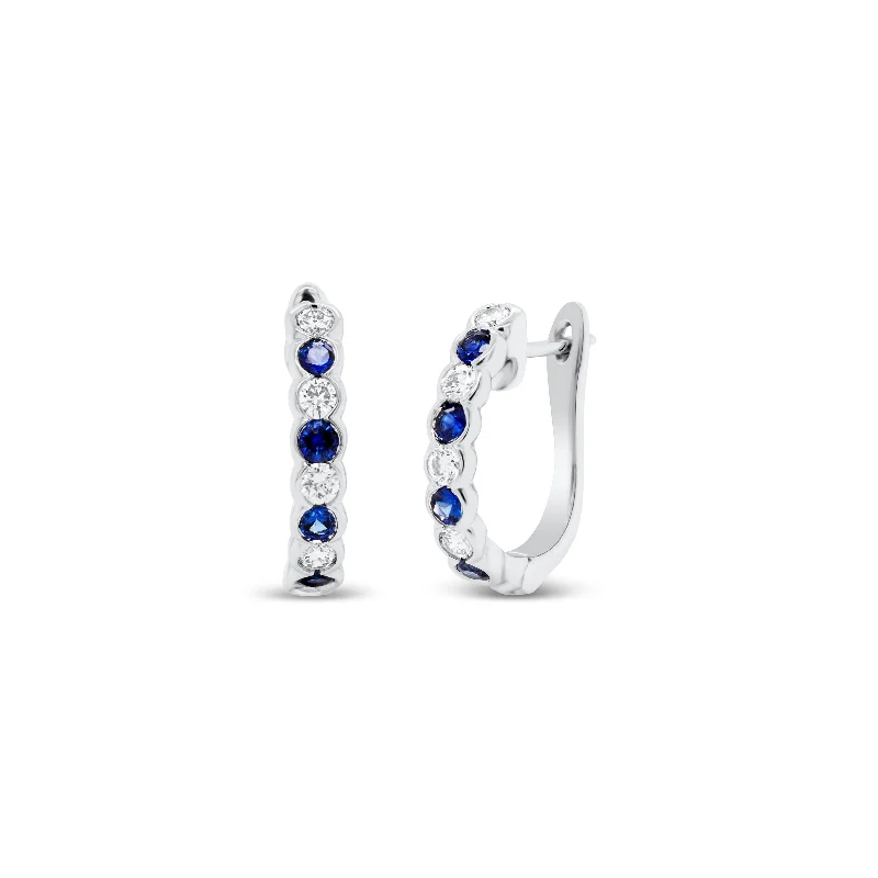 luxury pearl stud earrings -Sapphire & Diamond Hoop Earrings