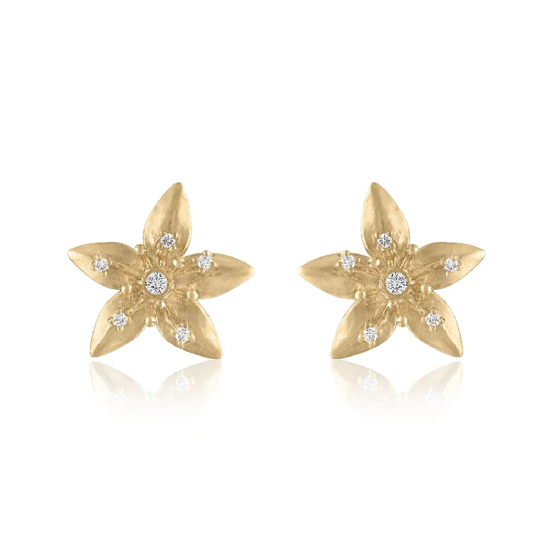 dainty pearl stud earrings -STARFLOWER DIAMOND STUD EARRINGS