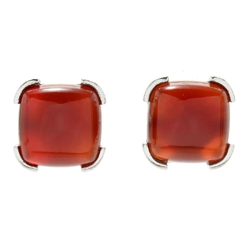 sterling silver hoop earrings -Sterling Silver 10mm Carnelian Stud Earrings