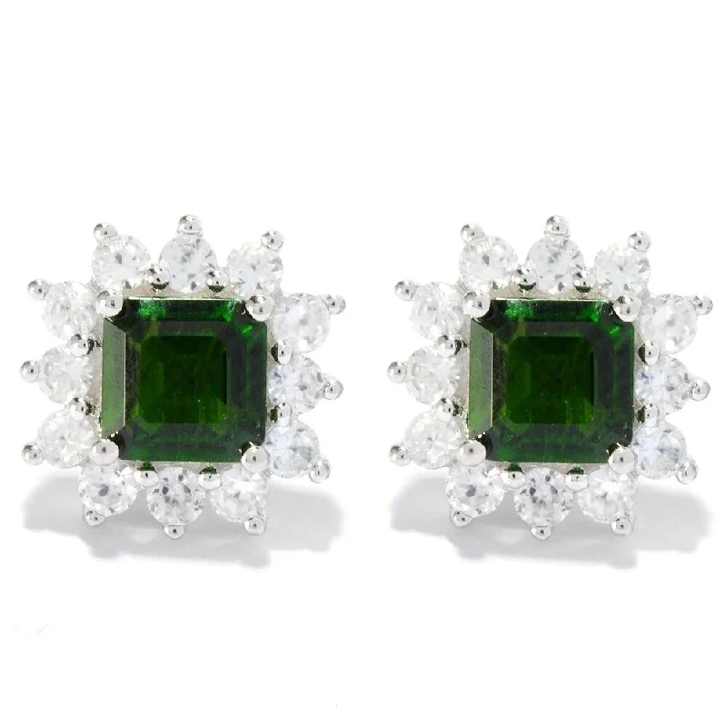 pearl and gold earrings -Sterling Silver 4 5/8ct Diopside Stud Earrings