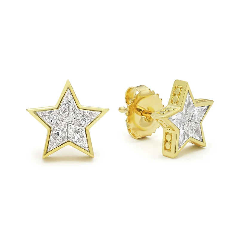 ethnic inspired earrings -Studio 18K Gold Star Diamond Stud Earrings