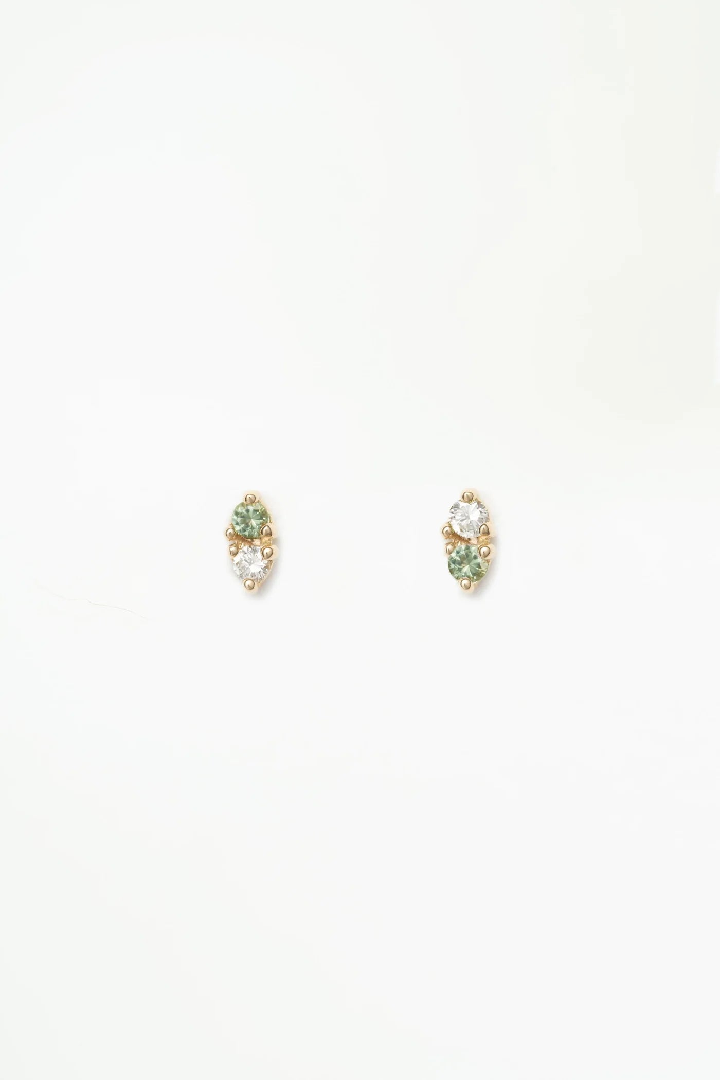 geometric shape earrings -TWO STEP TOURMALINE & DIAMOND EARRINGS