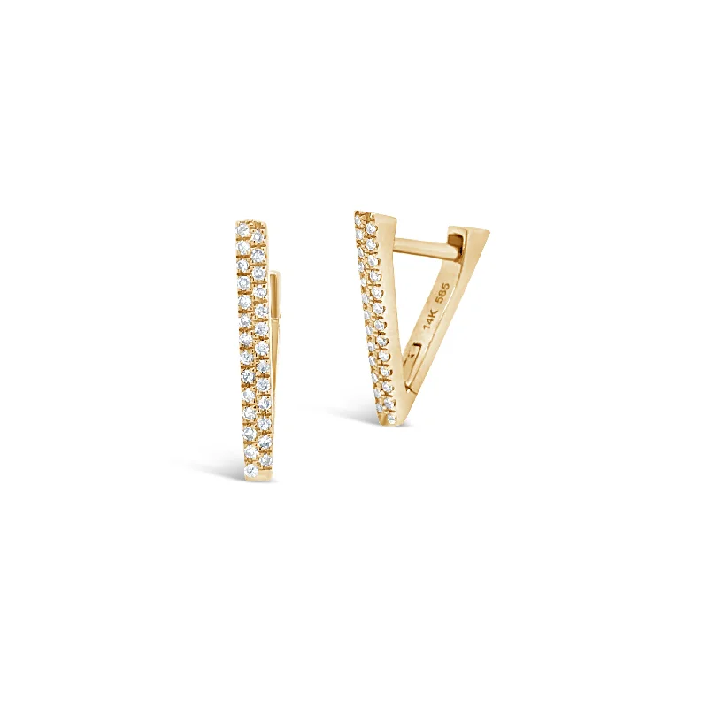 butterfly-shaped earrings -V-Shaped Diamond Huggie Earrings