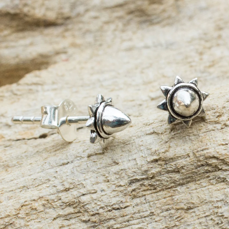 gothic style earrings -Acorn Star Acorn Theme Fair Trade Silver Stud Earrings